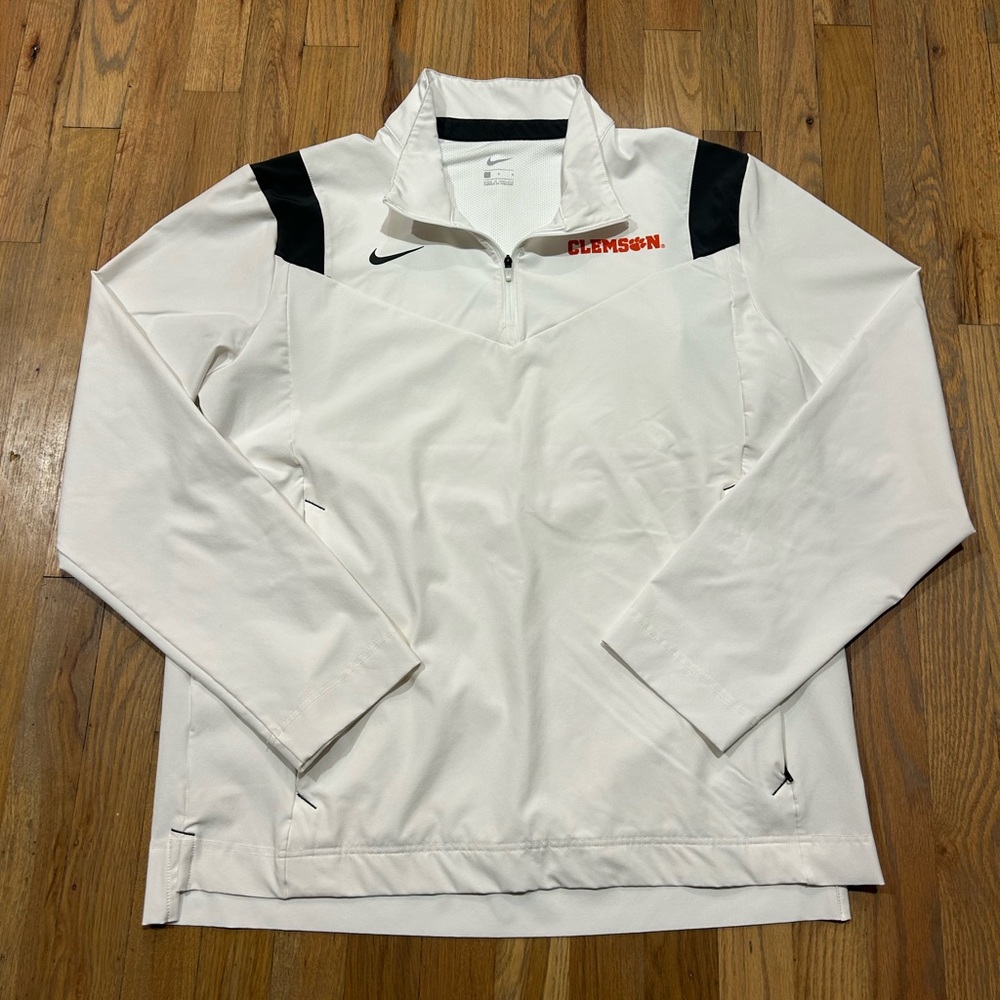 Nike Clemson Tigers White 1/4 Zip Pullover Wind Jacket – Men’s Large CW3428-126